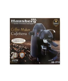 Espressor Cafea Manual Clasic Hausberg, 3.5 Bar, 650 W, 4 Cești, Sistem Spumare, Cappuccino, Negru